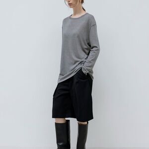 310. Studio Doe Air Knit Sheer Tee in Gray
